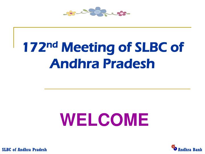 172 nd meeting of slbc of andhra pradesh