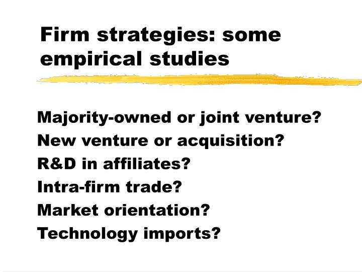 firm strategies some empirical studies