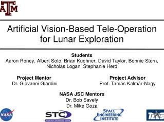 Artificial Vision-Based Tele-Operation for Lunar Exploration