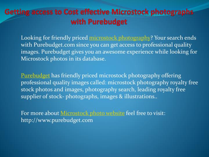 getting access to cost effective microstock photographs with purebudget