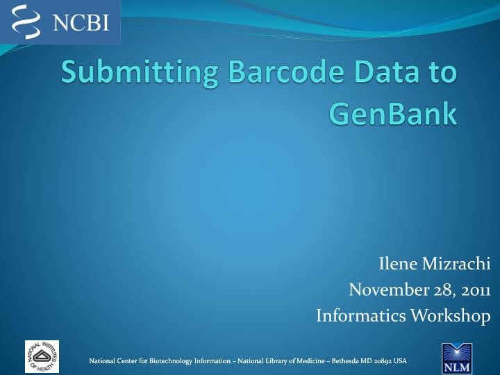 submitting barcode data to genbank
