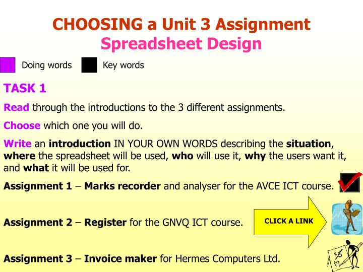 choosing a unit 3 assignment spreadsheet design