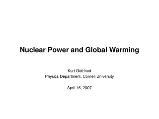 Nuclear Power and Global Warming