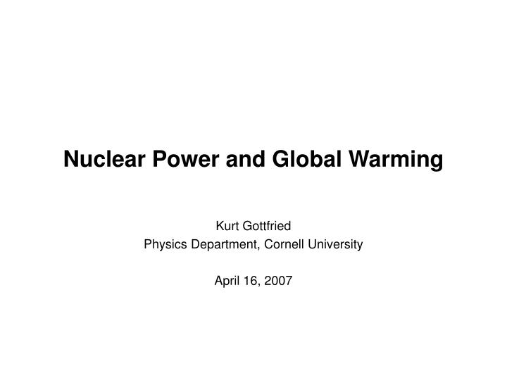 nuclear power and global warming