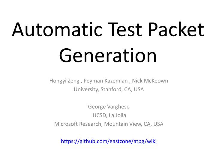 automatic test packet generation