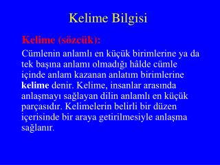 kelime bilgisi
