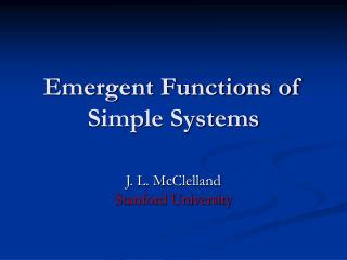Emergent Functions of Simple Systems
