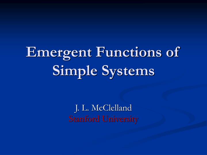 emergent functions of simple systems