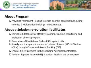 About Program Providing Permanent Housing to urban poor by constructing housing