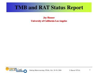 TMB and RAT Status Report