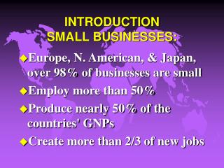 INTRODUCTION SMALL BUSINESSES:
