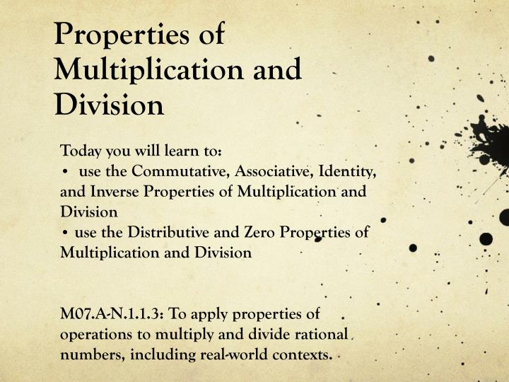properties of multiplication and division