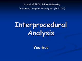 Interprocedural Analysis