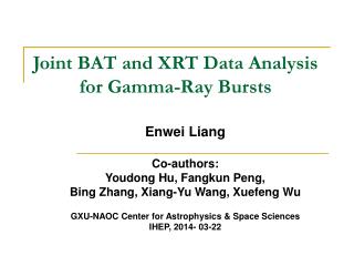 Joint BAT and XRT Data Analysis for Gamma-Ray Bursts