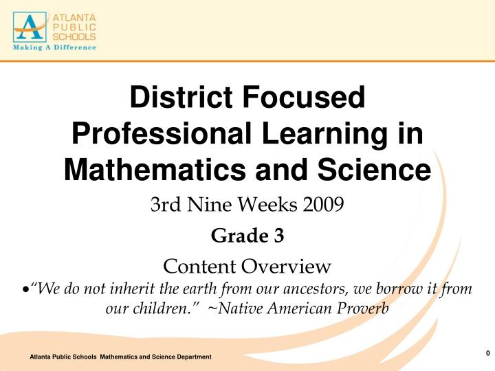 district focused professional learning in mathematics and science