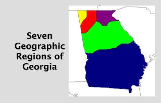 Seven Geographic Regions of Georgia
