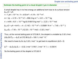 Droplet size and boiling point