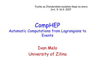 comphep automatic computations from lagrangians to events