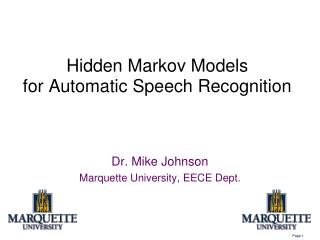 Hidden Markov Models for Automatic Speech Recognition