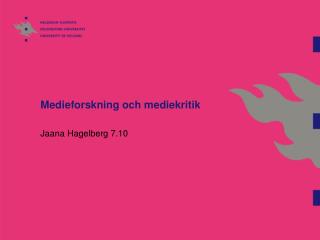 Medieforskning och mediekritik