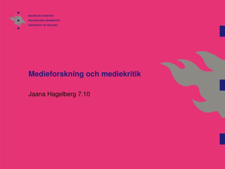 medieforskning och mediekritik