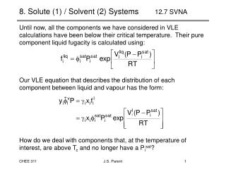 8. Solute (1) / Solvent (2) Systems 	 12.7 SVNA