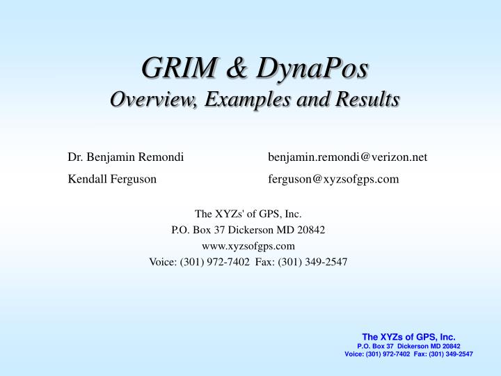 grim dynapos overview examples and results