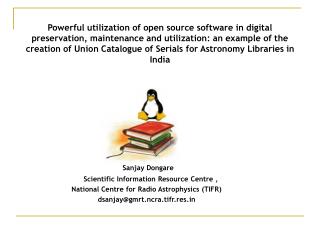Sanjay Dongare Scientific Information Resource Centre ,