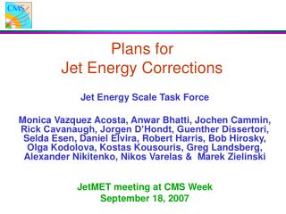 Plans for Jet Energy Corrections