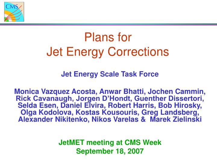 plans for jet energy corrections