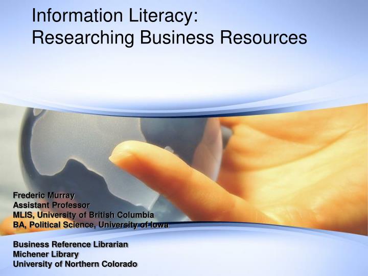 information literacy researching business resources