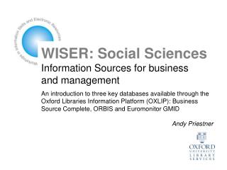 WISER: Social Sciences Information Sources for business and management
