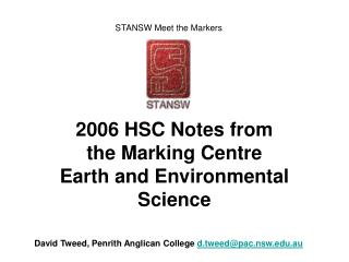 2006 HSC Notes from the Marking Centre Earth and Environmental Science
