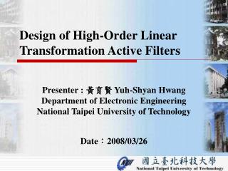 Design of High-Order Linear Transformation Active Filters