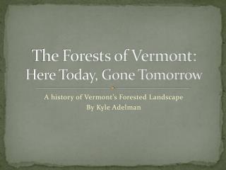 The Forests of Vermont: Here Today, Gone Tomorrow