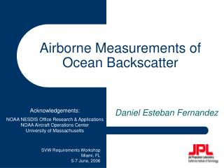 Airborne Measurements of Ocean Backscatter