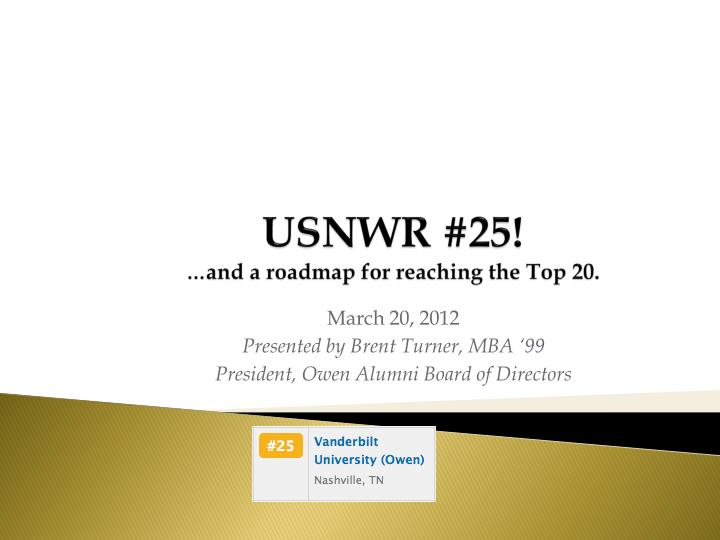 usnwr 25 and a roadmap for reaching the top 20