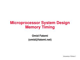 Microprocessor System Design Memory Timing