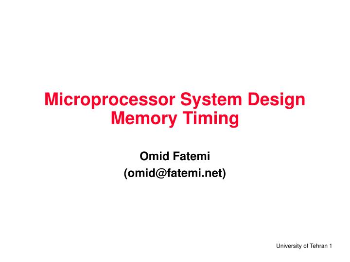 microprocessor system design memory timing