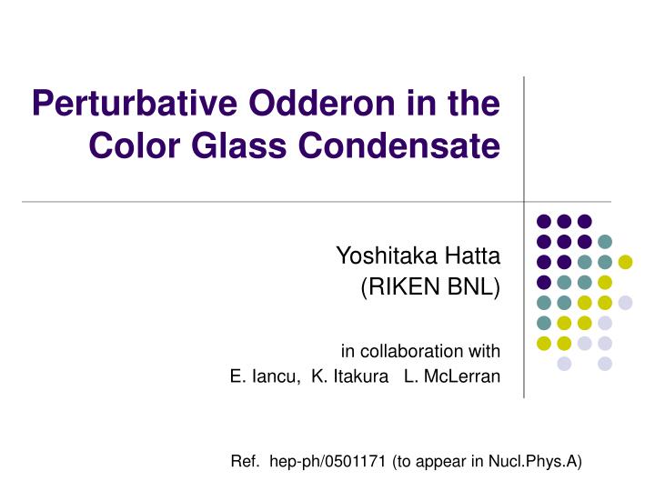 perturbative odderon in the color glass condensate