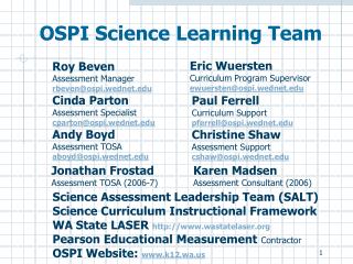 OSPI Science Learning Team