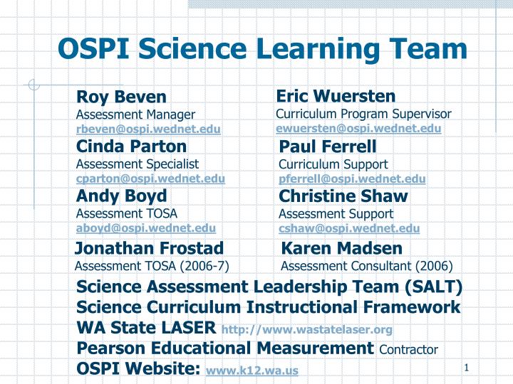 ospi science learning team