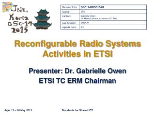 Reconfigurable Radio Systems Activities in ETSI