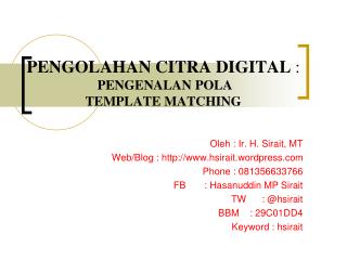 pengolahan citra digital pengenalan pola template matching