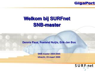 Welkom bij SURFnet SNB-master