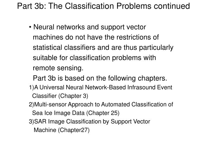 part 3b the classification problems continued