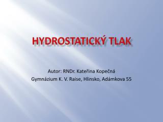 hydrostatick tlak
