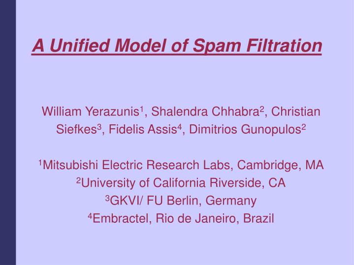 a unified model of spam filtration