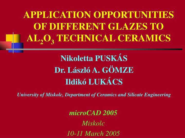 application opportunities of different glazes to al 2 o 3 technical ceramics