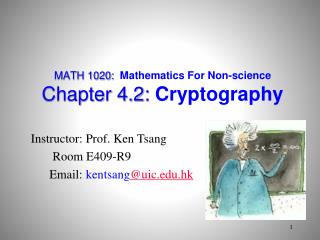 MATH 1020: Mathematics For Non-science Chapter 4.2: Cryptography
